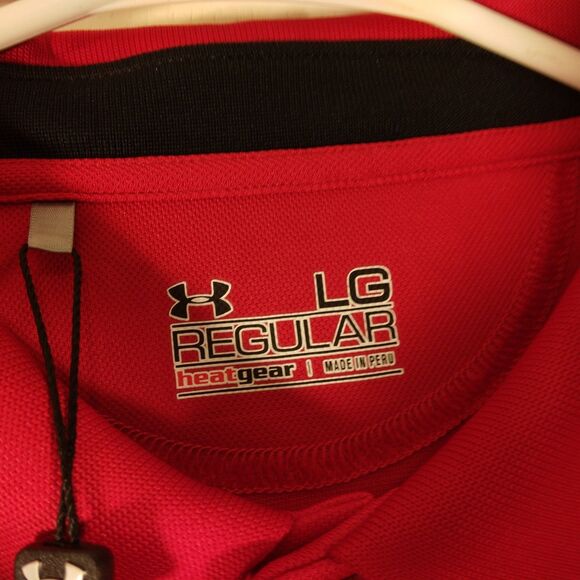 Under Armour Golf polo shirt mens L Large red embroidered 96 UPF 30+ short sl - Picture 8 of 13